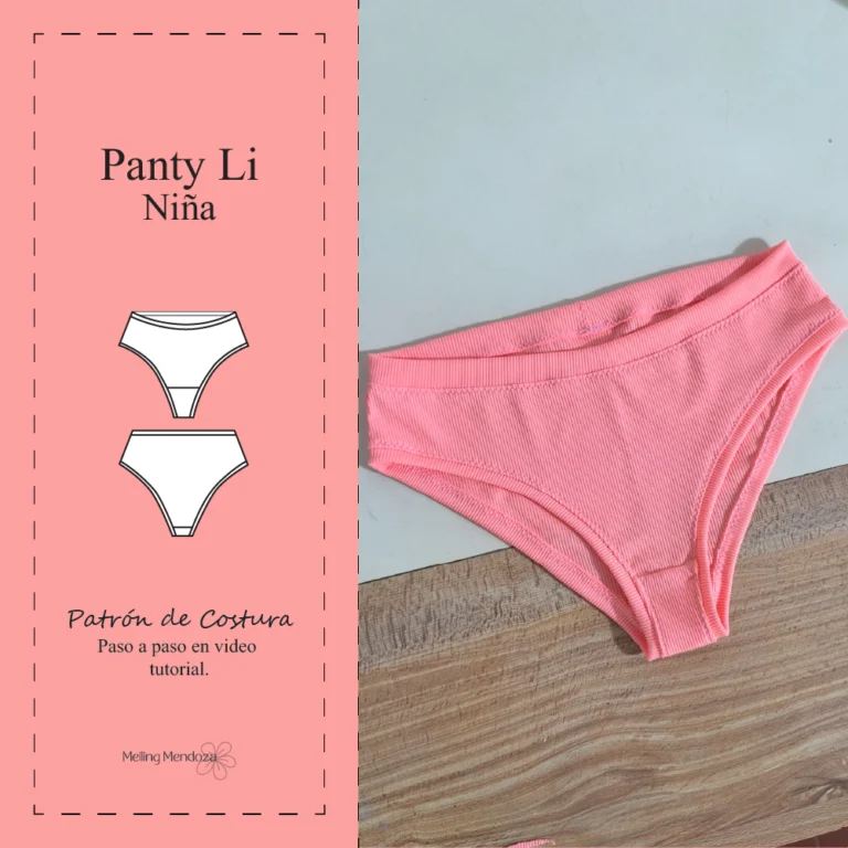 Patrón de costura Panty Li para niña: diseño de ropa interior infantil cómodo con tutorial paso a paso incluido.